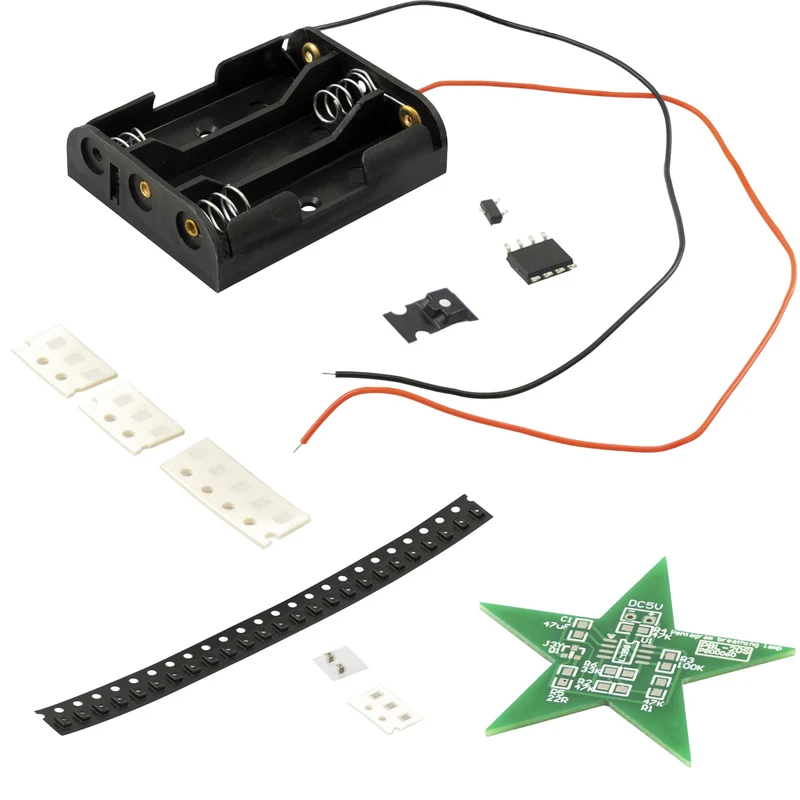 LED Christmas star soldering kit - DIY electronics kit for a star with red lighting effect - ideal for MINT learning, Christmas decorations and soldering exercises
