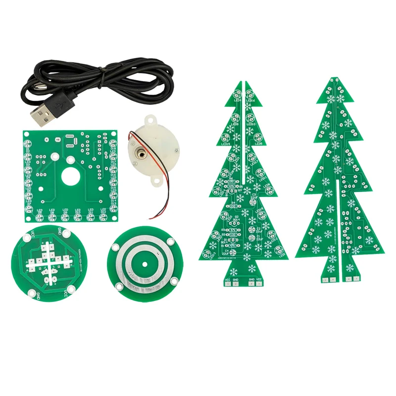 DIY LED Christmas tree kit: Christmas tree electronics kit for soldering - soldering kit for a rotating Christmas tree with LEDs and USB connection