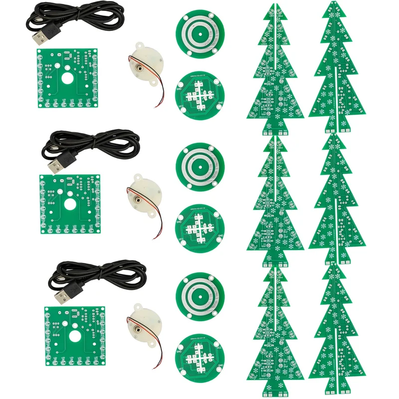 DIY LED Christmas tree kit: Christmas tree electronics kit for soldering - soldering kit for a rotating Christmas tree with LEDs and USB connection