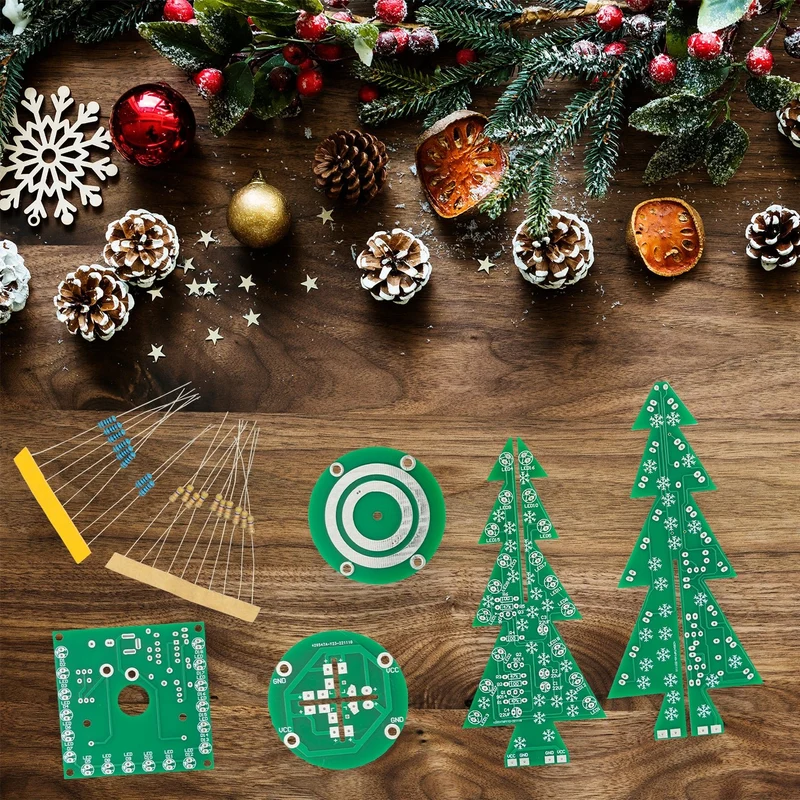 DIY LED Christmas tree kit: Christmas tree electronics kit for soldering - soldering kit for a rotating Christmas tree with LEDs and USB connection
