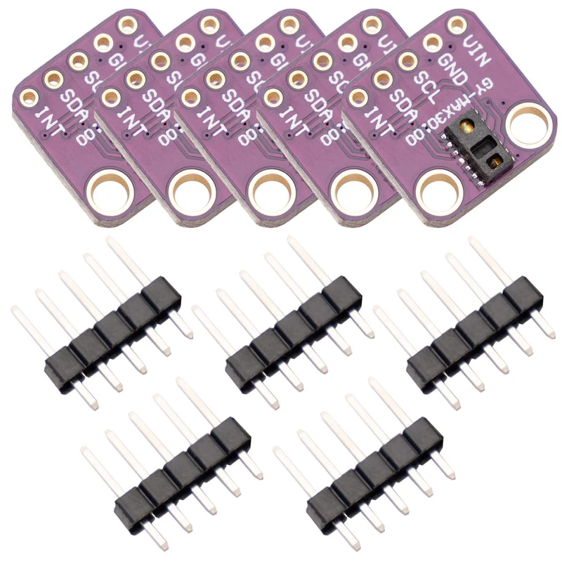 MAX30100 Breakout Board - Integrated pulse oximetry and heart rate sensor solution, compatible with Arduino and Raspberry Pi.