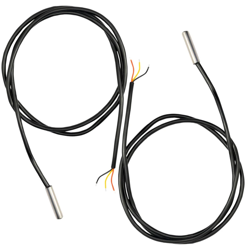 DS18B20 1M cable digital stainless steel temperature sensor without heat shrink tube, compatible with Arduino and Raspberry Pi.