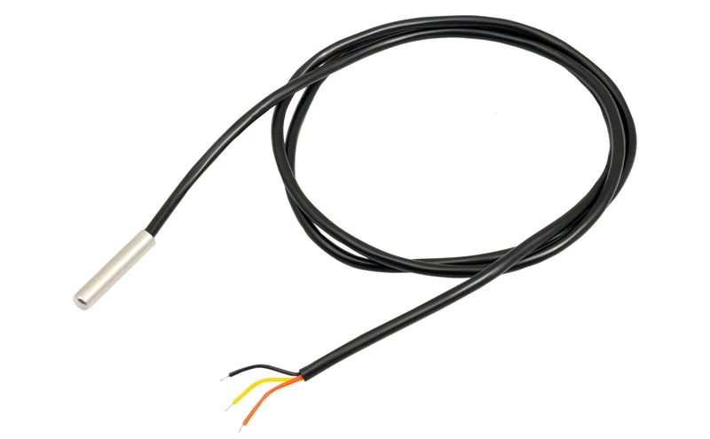 DS18B20 1M cable digital stainless steel temperature sensor without heat shrink tube, compatible with Arduino and Raspberry Pi.