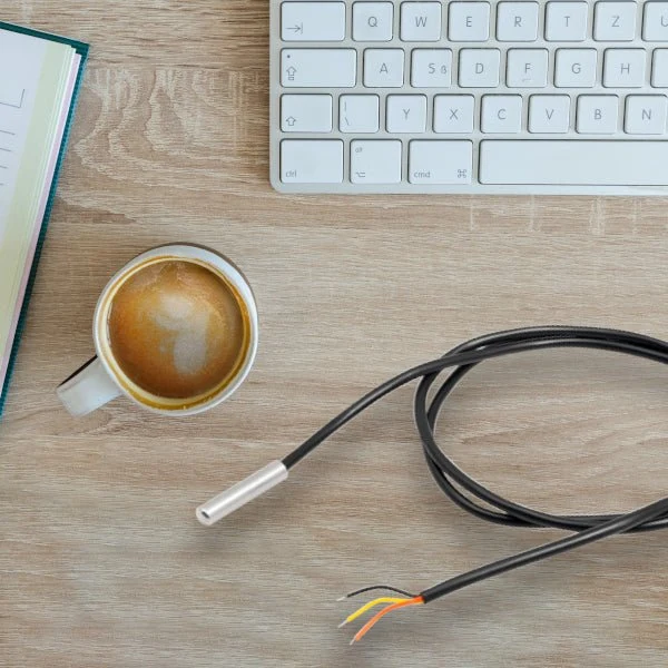 DS18B20 1M cable digital stainless steel temperature sensor without heat shrink tube, compatible with Arduino and Raspberry Pi.
