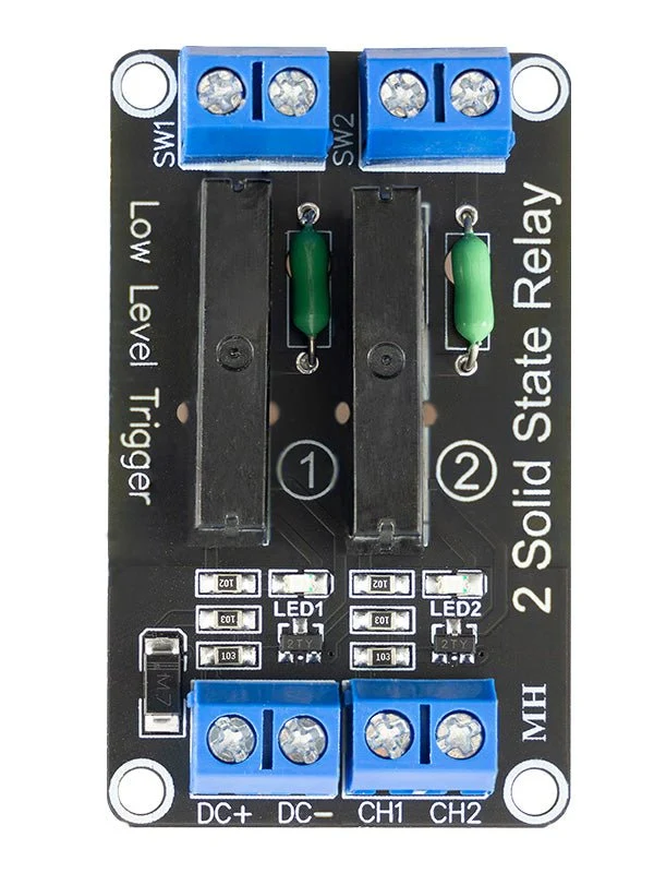 2 Channel Solid State Relay 5V DC Low Level Trigger Power Switch Compatible with Arduino and Raspberry Pi