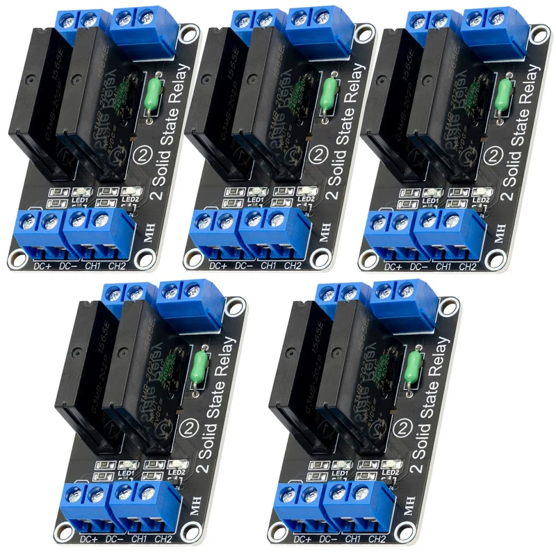 2 Channel Solid State Relay 5V DC Low Level Trigger Power Switch Compatible with Arduino and Raspberry Pi
