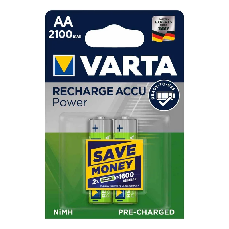 Batterie Ricaricabili Varta Stilo AA 2100 mAh (Blister 2 Pz)
