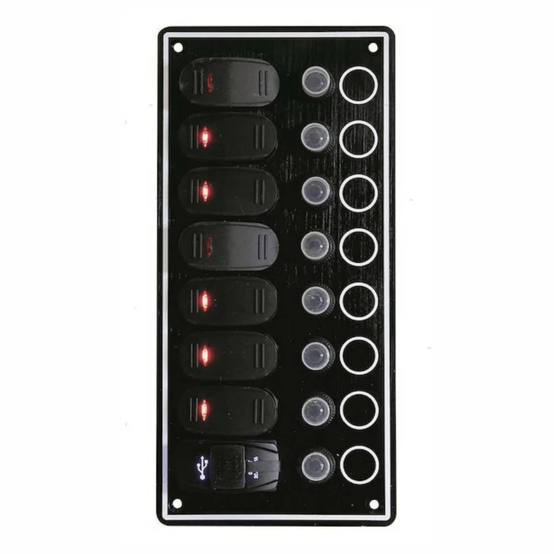 Pannello interruttori Contour con porte USB e interruttori basculanti per impianti