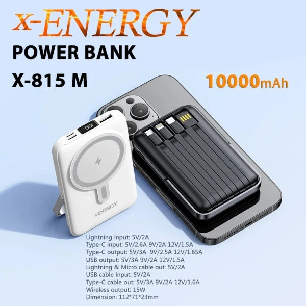 Caricabatteria portatile powerbank con cavi e wireless Tecnologia MagSafe