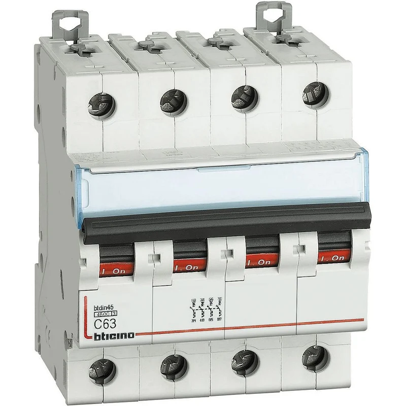 Interruttore magnetotermico bticino 4P 63a 4.5ka curva c - 4 moduli DIN 400 vac - FA84C63