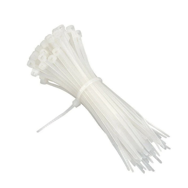 Confezione da 100 Fascette Stringicavo Autobloccanti in Nylon 2,5 X 200 MM - Bianco