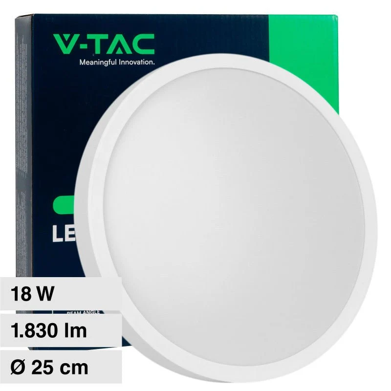 Pannello LED Rotondo 18W V-Tac SMD IP44 da Parete - Disponibile Luce: Calda 3000K, Naturale 4000K e Fredda 6500K