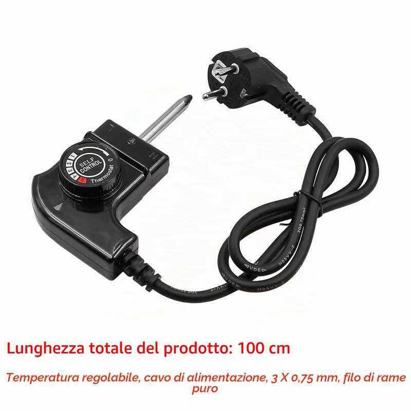 Leloco Cavo termostato da 1 m per barbecue elettrico e padella elettrica, regolatore di temperatura da 250 V per padella elettrica, padella per feste, padella per pizza elettrica e padella per