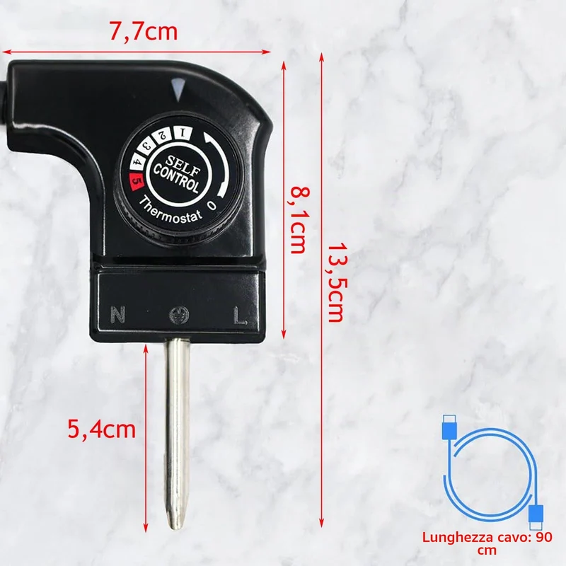 Leloco Cavo termostato da 1 m per barbecue elettrico e padella elettrica, regolatore di temperatura da 250 V per padella elettrica, padella per feste, padella per pizza elettrica e padella per