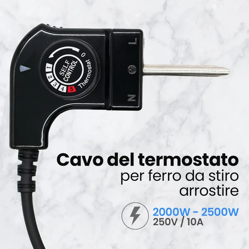 Cavo per Piastra Grill Termostato per Princess, Cavo con Termostato per Piastre Fagor, Jata, Princess, Solac, Magefesa... (Universale)
