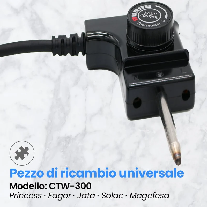 Cavo per Piastra Grill Termostato per Princess, Cavo con Termostato per Piastre Fagor, Jata, Princess, Solac, Magefesa... (Universale)