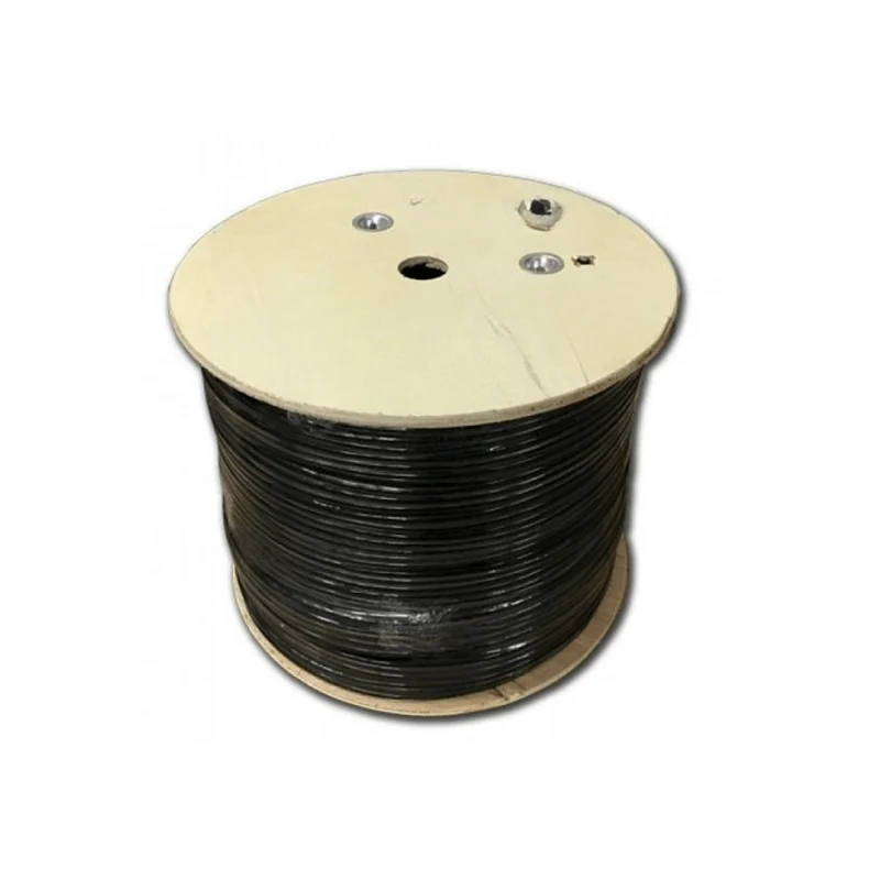 Cavo di rete professionale CAT6 FTP Schermato, doppia guaina PVC per uso esterno, nero, 4x2 cavi in BC solido (100% rame) - Vendita a matassa da 305mt