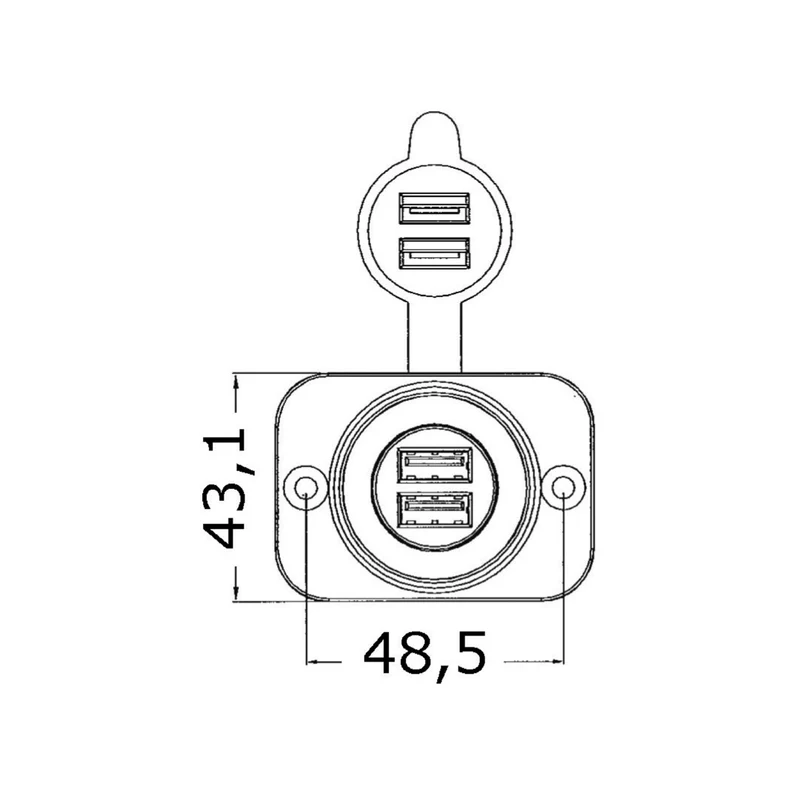 Presa da Incasso Doppia USB Bianca 12/24V – Presa USB 5V con Cappuccio per Barca