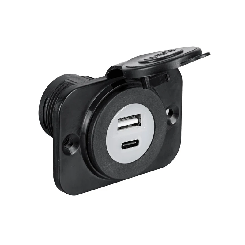 Prese incasso doppia USB cover nera