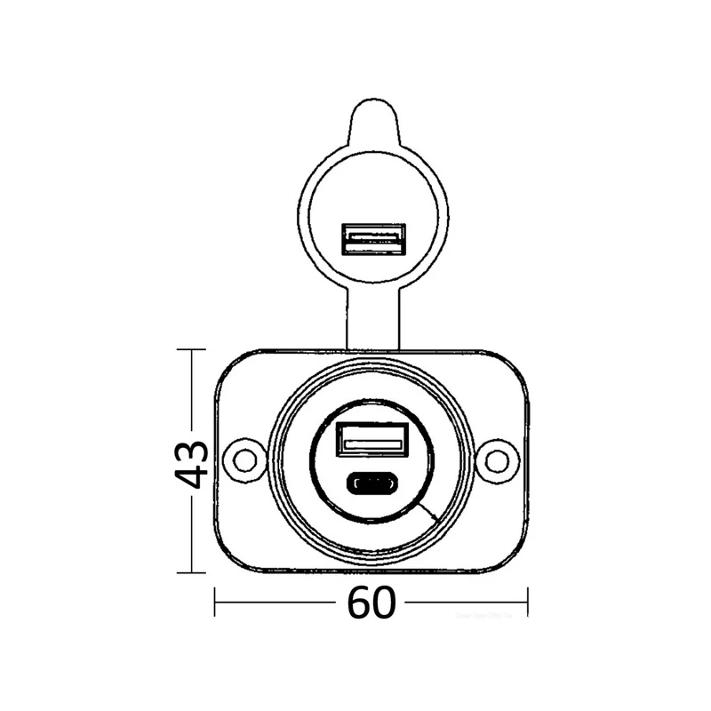 Prese incasso doppia USB cover nera