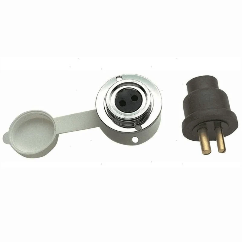 Presa e Spina GM 2 Poli <3A – Connettore Ottone Cromato con Spina in Gomma per Bordo