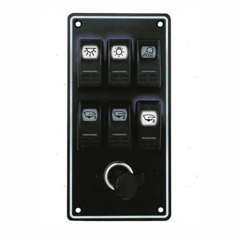 Pannello interruttori Black Sea 6x16A + presa 12V