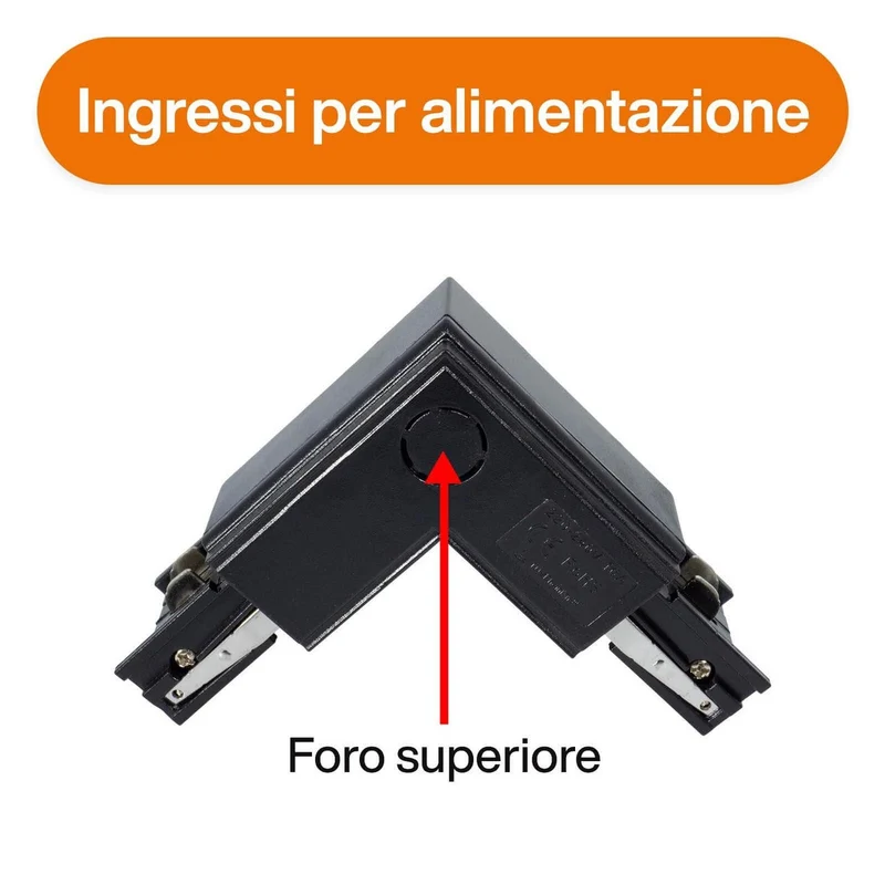 Connettore tipo "L" Trifase, Nero, Alimentazione Centrale, SX