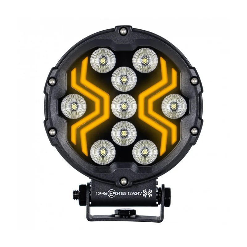 Lampada da lavoro a LED Spider rotonda con luce di posizione ambra