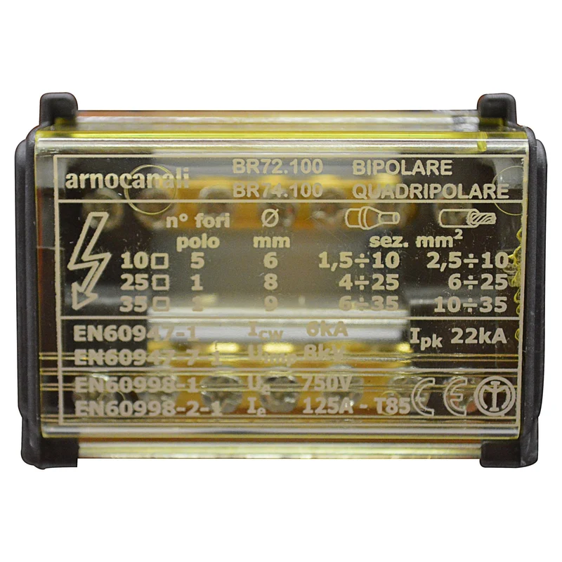 Morsettiera bipolare Arnocanali - 7 fori - 125a - BR72.100