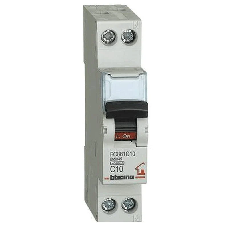 Interruttore magnetotermico bticino 1p+n 10a 4.5ka curva c 1 modulo DIN 230 va.c.