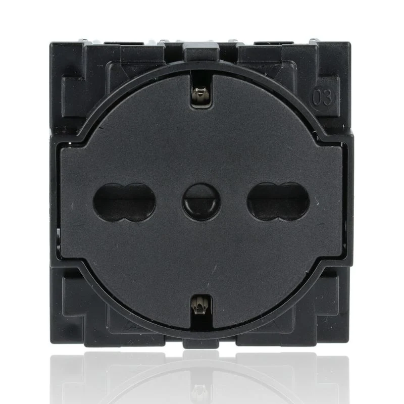 BTICINO KG4140A16F_BOX - 10 pezzi - Presa "Flat" Standard Tedesco E Bipasso 10/16A 250 V Ac - Nero - Now