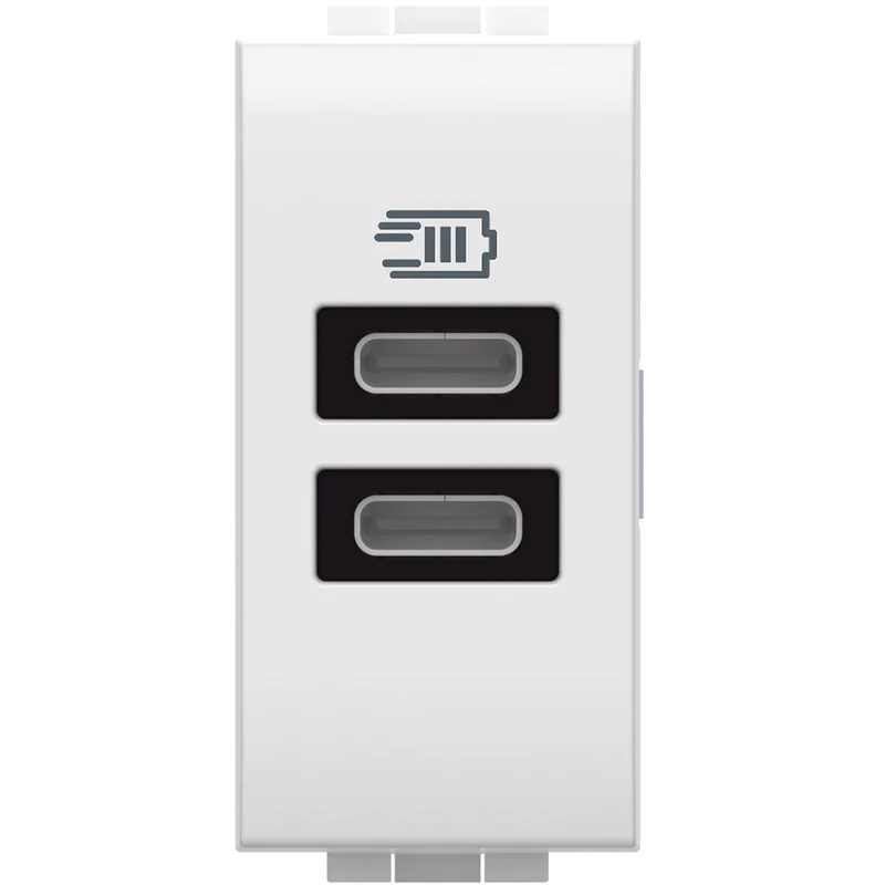 BTICINO N4191CC - LivingLight - Caricatore USB tipo C con 2 uscite tensione 5 Vdc - Bianco