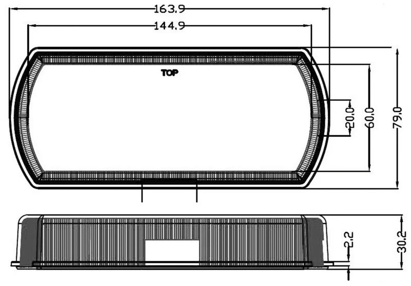 Faro LED rettangolare per rimorchio / 164 x 79 mm