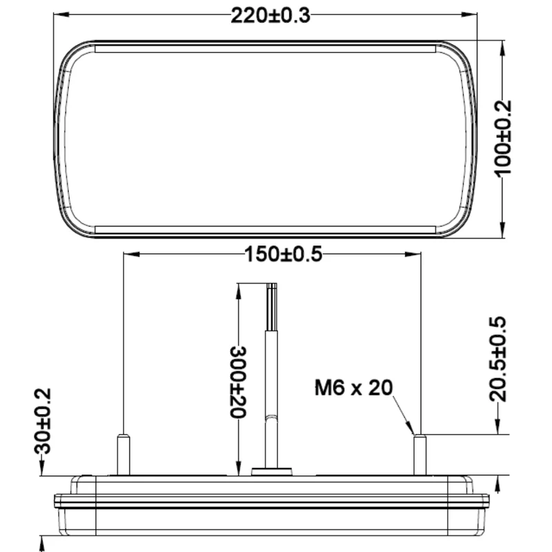 Luci a LED rettangolari per rimorchio / Set da 2