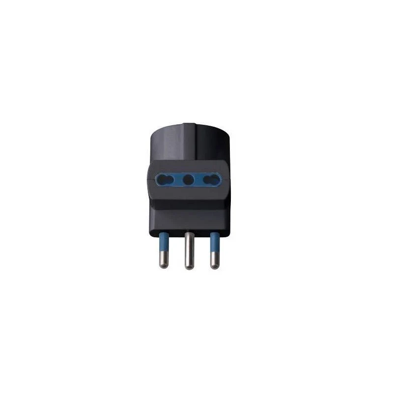 Adattatore Triplo con 1 Presa Centrale Schuko + 10A 2P+T e 2 Laterali 10/16A 2P+T Colore Nero