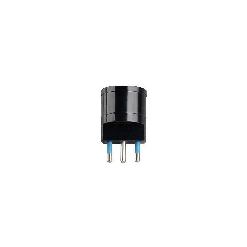 Adattatore Singolo Spina 16A 2P+T con Presa 10A 2P+T + Schuko Colore Nero