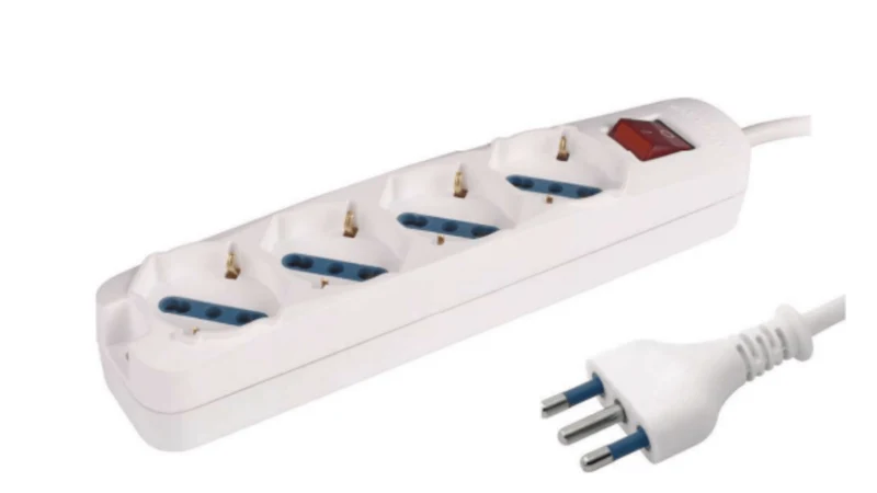Multipresa Universale 4 Posti Spina Schuko con Interruttore Luminoso 1,5m Bianca