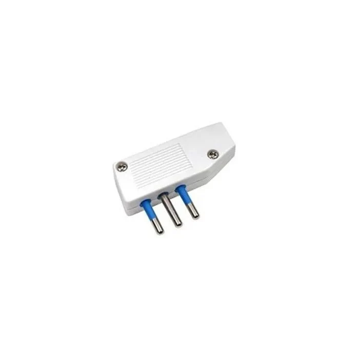 Spina Singola 10A 2P+T Salvaspazio Reversibile Piatta con Uscita Cavo 90° Bianco