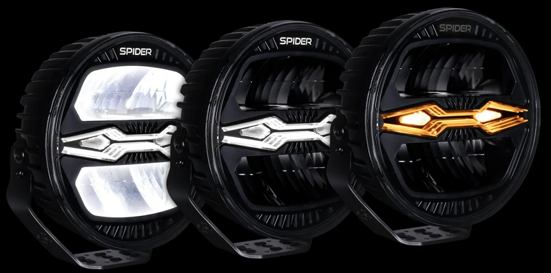 Faro tondo X-Spider Ninja con luci diurne a LED bianche e strobo / 9"