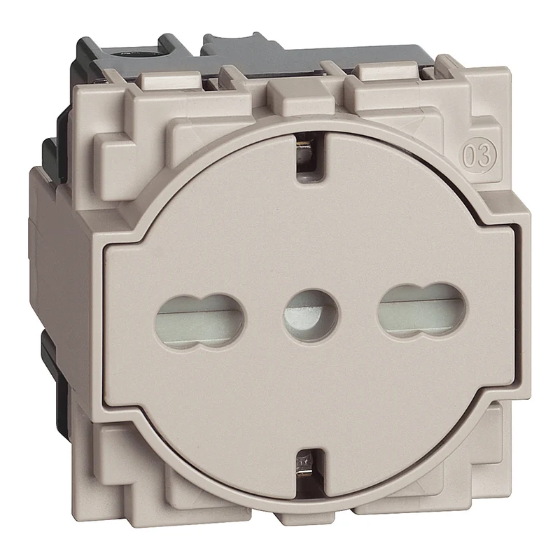BTICINO KM4140A16F - Presa "Flat" Standard Tedesco E Bipasso 10/16A 250 V Ac - Sabbia - Now