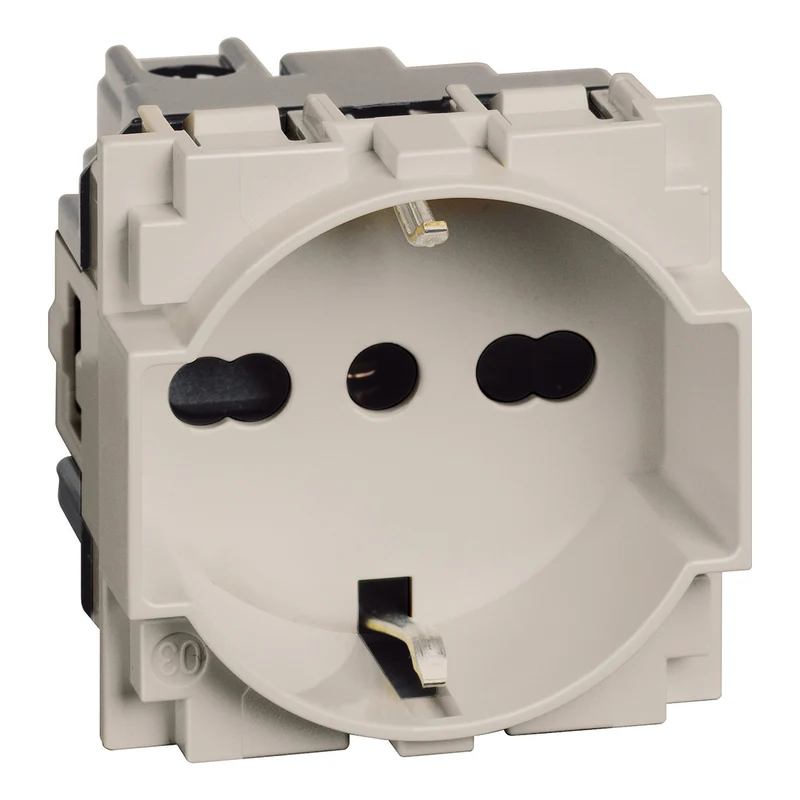BTICINO KM4140A16 - Presa Standard Tedesco E Bipasso 10/16A 250 V Ac - Sabbia - Now