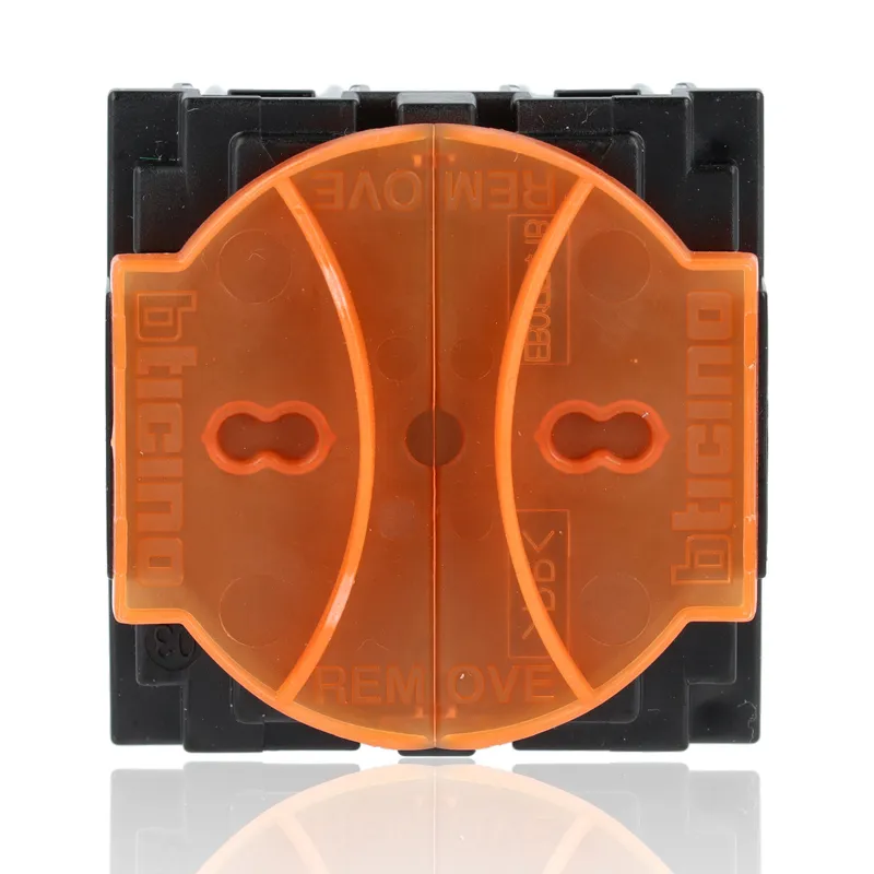 BTICINO KG4140A16F - Presa "Flat" Standard Tedesco E Bipasso 10/16A 250 V Ac - Nero - Now