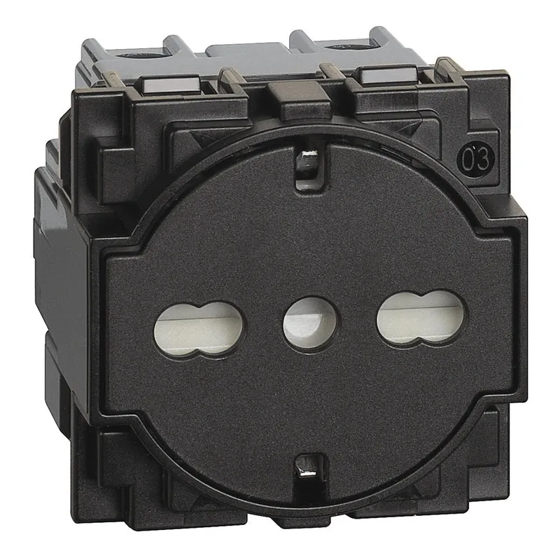 BTICINO KG4140A16F - Presa "Flat" Standard Tedesco E Bipasso 10/16A 250 V Ac - Nero - Now
