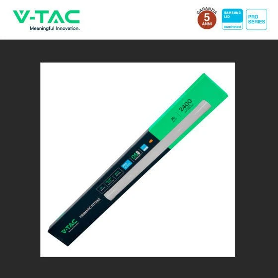 Tubo LED Prismatico Plafoniera 20W V-Tac Chip Samsung Lampadina 60cm - Disponibile Luce: Calda 3000K - Naturale 4000K - Fredda 6500K