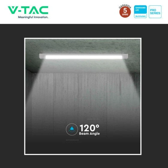 Tubo LED Prismatico Plafoniera 10W V-Tac Chip Samsung Lampadina 30cm - Disponibile Luce: Calda 3000K - Naturale 4000K - Fredda 6500K