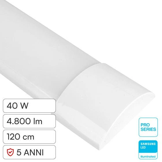 Tubo LED Prismatico 40W V-Tac Plafoniera SMD Lampadina 120cm Chip Samsung - Disponibile con: Luce Bianca Naturale 4000K e Fredda 6500K