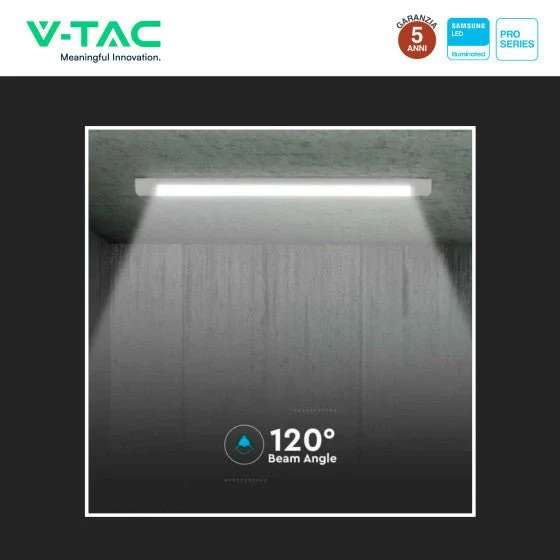 Tubo LED Prismatico 40W V-Tac Plafoniera SMD Lampadina 120cm Chip Samsung - Disponibile con: Luce Bianca Naturale 4000K e Fredda 6500K