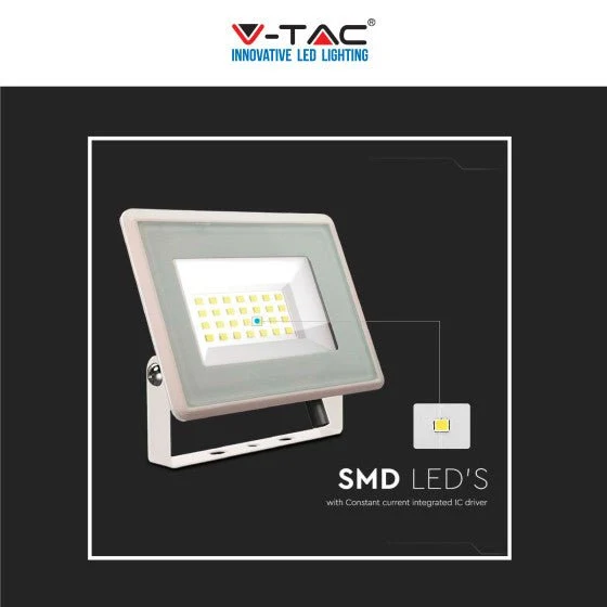 Faro LED Floodlight 20W V-TAC SMD IP65 Colore Bianco - Disponibile Luce: Calda 3000K, Naturale 4000K e Fredda 6500K