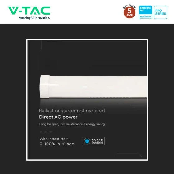 Tubo LED Prismatico 50W V-Tac Plafoniera SMD Lampadina 150cm Chip Samsung - Disponibile con: Luce Bianca Naturale 4000K e Fredda 6500K