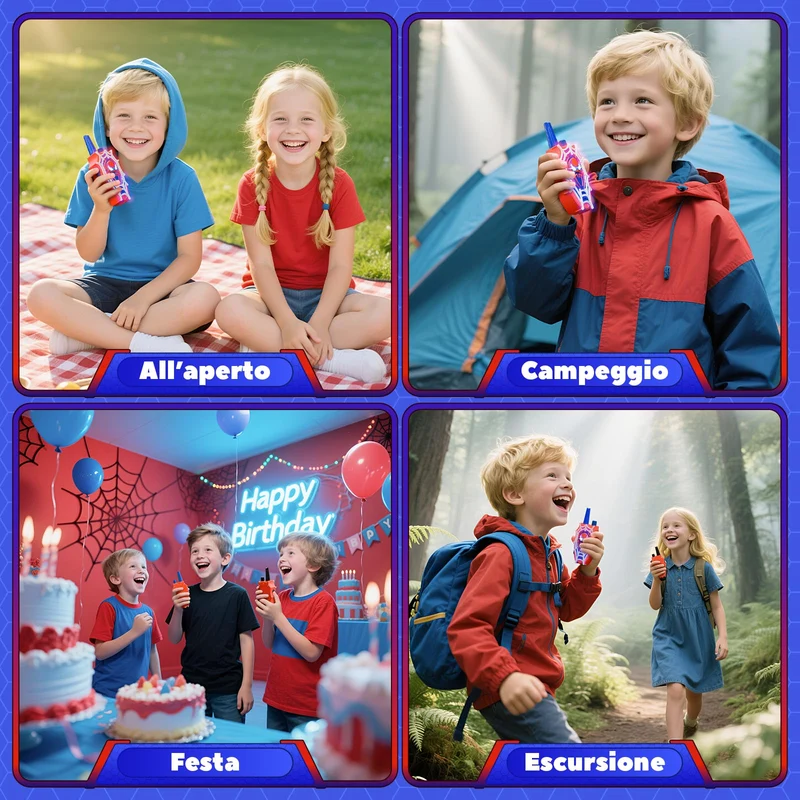Mirthigig Walkie Talkie Bambini, Ragnatela con Luci e Occhi Lampeggianti, Giocattolo Gioco Bambino 3 4 5 6 7 8 10 11 Anni, Giocattoli Giochi Bambini 3-12 Anni, Natale Regalo Bimbo 3-12 Anni Maschio